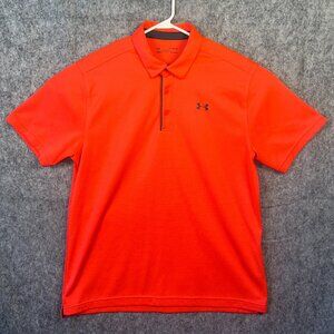 Under Armour Orange Polo HeatGear Loose Performance Short Sleeve Mens Size XL
